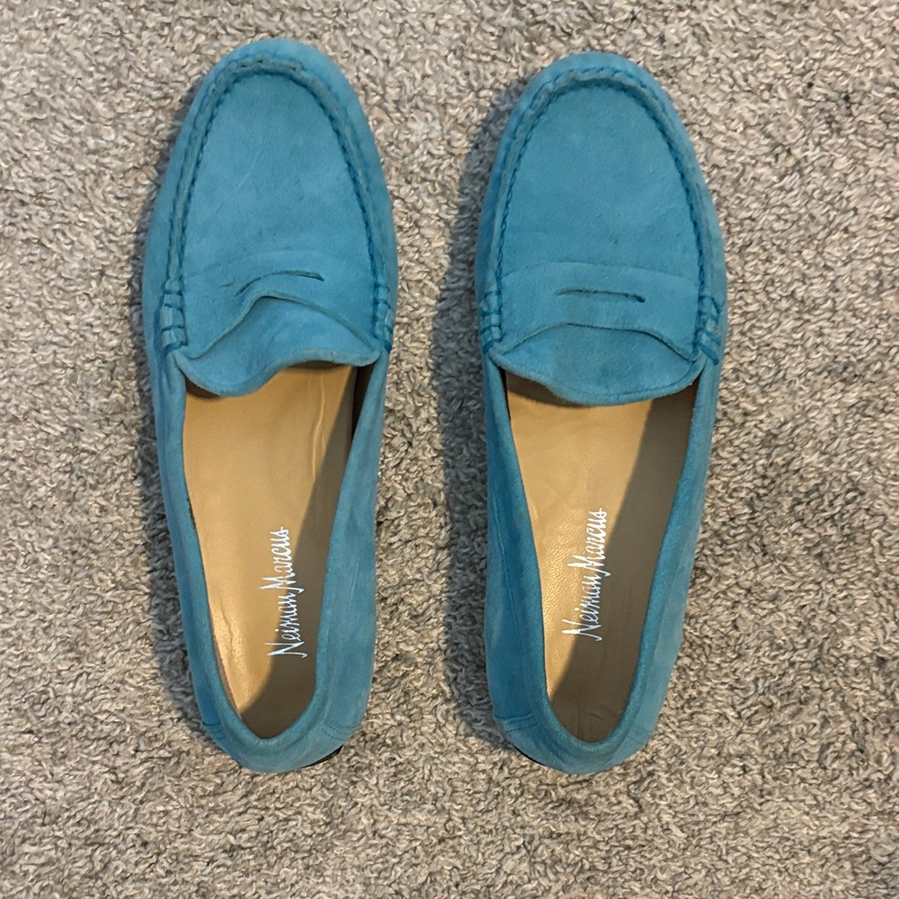 Neiman Marcus Blue Suede Loafers